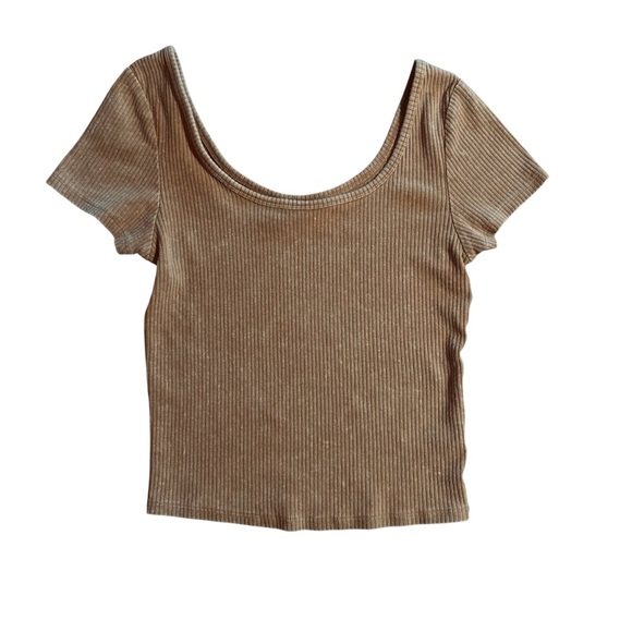 wild fable Tops - Wild Fable Women’s Ginger Ribbed Scoop Neck Crop Top Medium Utility Clean Girl